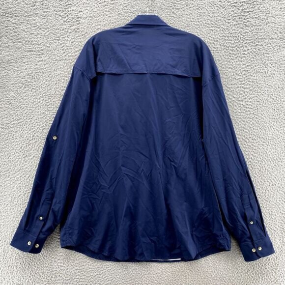 Poncho Shirt Men's XL Navy Vented Fishing Performance Gorpcore Camping Workwear - Picture 5 of 11